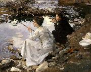 John Singer Sargent Two Girls Fishing oil painting on canvas